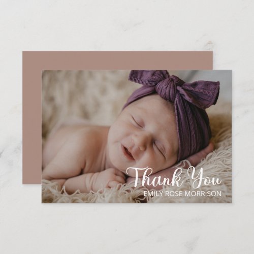 Simple Minimalist One Photo Baby Shower Thank You