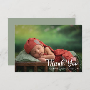 Simple Minimalist One Photo Baby Shower Thank You