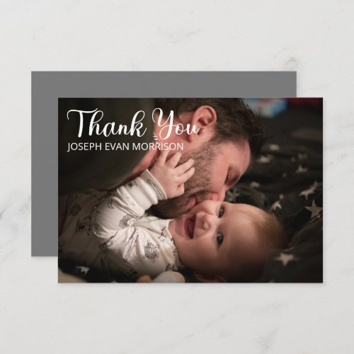 Simple Minimalist One Photo Baby Shower Thank You