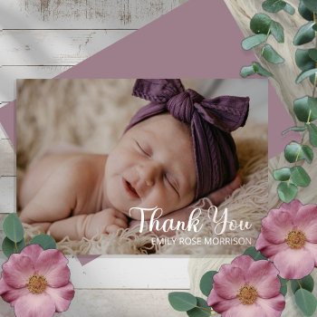 Simple Minimalist One Photo Baby Shower Thank You by holidayhearts at Zazzle