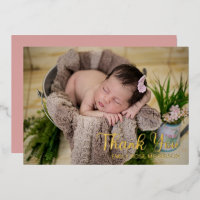 Simple Minimalist One Photo Baby Shower Thank You