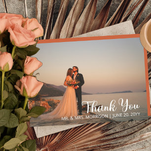 Simple Minimalist One Photo Wedding Thank You