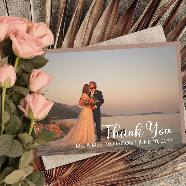 Simple Minimalist One Photo Wedding Thank You Card (Creator Uploaded)