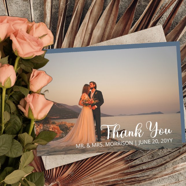 Simple Minimalist One Photo Wedding Thank You Card (Creator Uploaded)