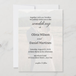 Simple Minimalist Overlay Photo Wedding Invitation