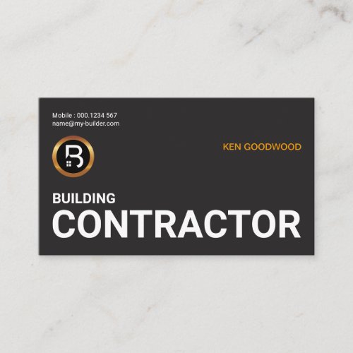 Simple Minimalist Oversize Job Title Construction Business Card