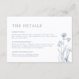 Simple Minimalist Periwinkle Flora Wedding Details Enclosure Card