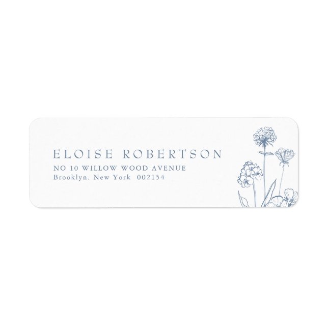 Simple Minimalist Periwinkle Wildflower Address Label (Front)