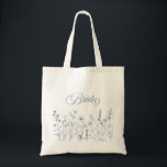 Simple Minimalist Periwinkle Wildflower Bride Tote Bag<br><div class="desc">Simple Minimalist Elegant Dusty Blue Periwinkle Modern bride tote bag with wildflowers. Please find more matching designs and variations from my store. And feel free to contact me for further customization or matching items.</div>