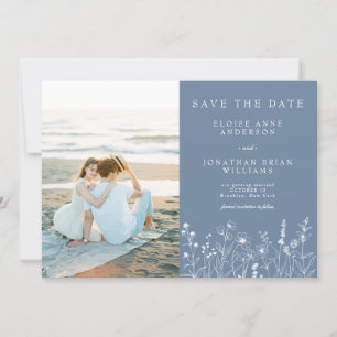 Simple Minimalist Periwinkle Wildflower Photo QR Save The Date