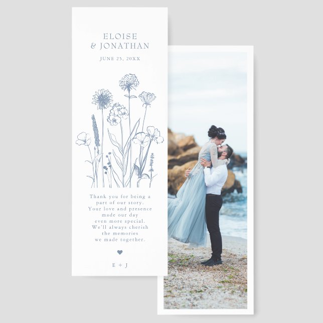 Simple Minimalist Periwinkle Wildflower Wedding Bookmarks (Front & Back)