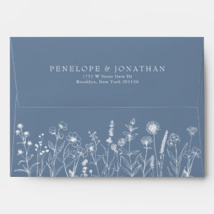 Simple Minimalist Periwinkle Wildflower Wedding Envelope