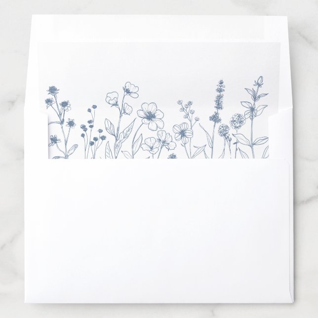 Simple Minimalist Periwinkle Wildflower Wedding Envelope Liner (In Envelope)