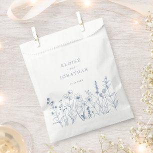 Simple Minimalist Periwinkle Wildflower Wedding Favor Bag