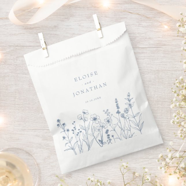 Simple Minimalist Periwinkle Wildflower Wedding Favor Bag (Clipped)