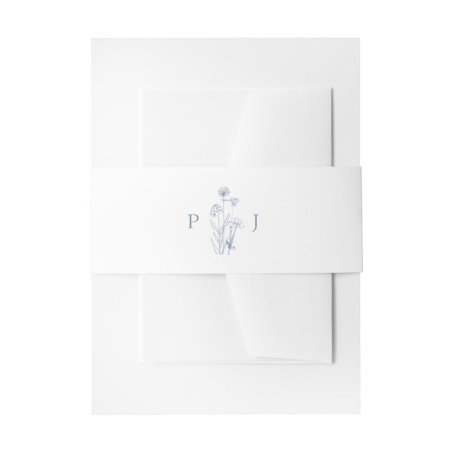 Simple Minimalist Periwinkle Wildflower Wedding Invitation Belly Band (Front Example)