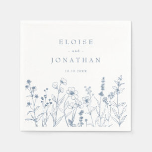 Simple Minimalist Periwinkle Wildflower Wedding Napkins