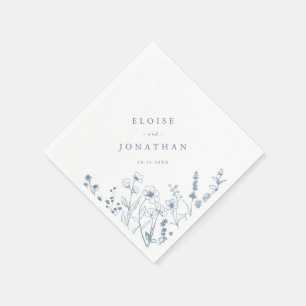 Simple Minimalist Periwinkle Wildflower Wedding Napkins