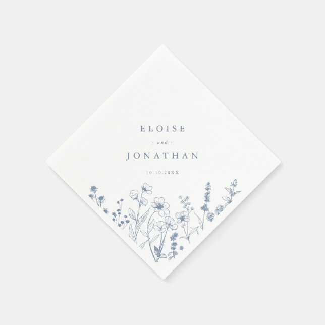 Simple Minimalist Periwinkle Wildflower Wedding Napkins (Corner)