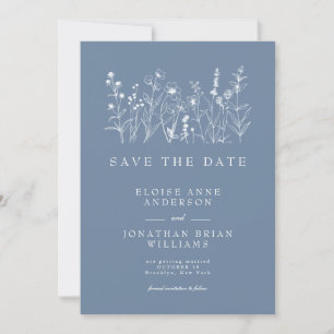 Simple Minimalist Periwinkle Wildflower Wedding Save The Date