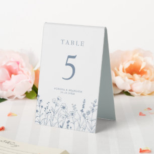 Simple Minimalist Periwinkle Wildflower Wedding Table Tent