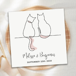 Simple Minimalist Personalized Cat Wedding Napkins