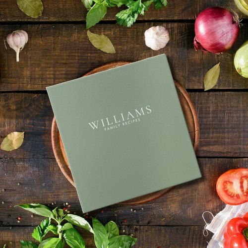 Simple Minimalist Personalized Family Recipes 3 Ring Binder