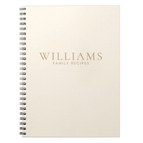 Simple Minimalist Personalized Family Recipes Notebook