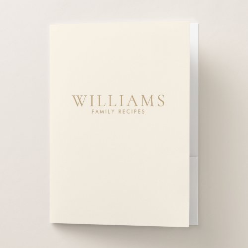 Simple Minimalist Personalized Family Recipes Pocket Folder