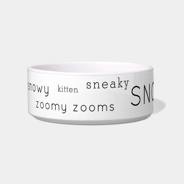 Simple Minimalist Personalized Pet Nicknames Bowl (Left)
