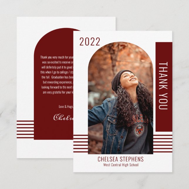 Simple Minimalist Photo 2022 Graduation  Thank You (Front/Back)