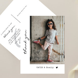 Simple Minimalist Photo Birthday Party Thank You Postcard