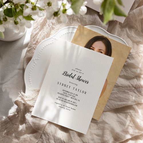 Simple Minimalist Photo Bridal Shower Invitation