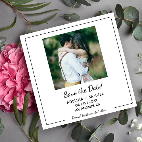 Simple minimalist photo budget wedding save date