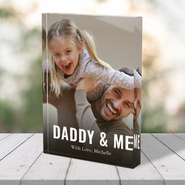 Simple Minimalist Photo Calligraphy Daddy and Me (Daddy and me modern photo block template)