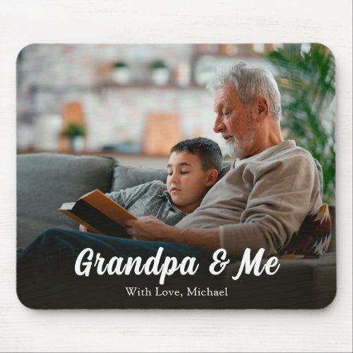 Simple Minimalist Photo Calligraphy Grandpa and Me Mouse Pad