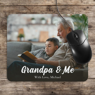 Simple Minimalist Photo Calligraphy Grandpa and Me Mouse Pad