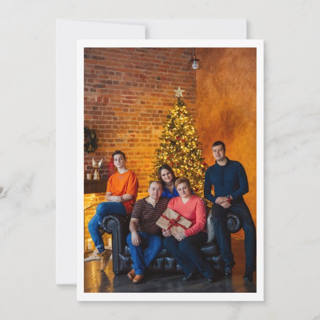 Simple Minimalist Photo Calligraphy  Holiday Card (Front)