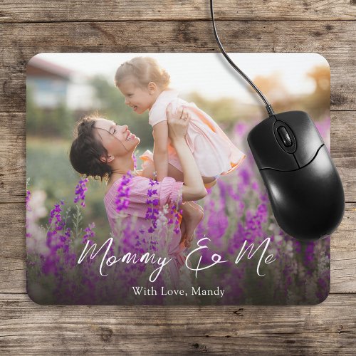 Simple Minimalist Photo Calligraphy Mommy and Me Mouse Pad