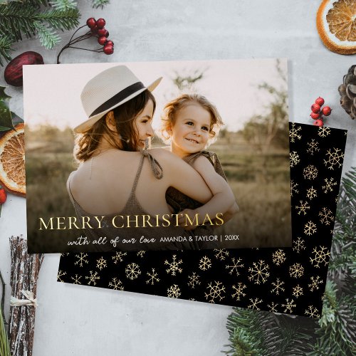 Simple Minimalist Photo Christmas Foil Holiday Card