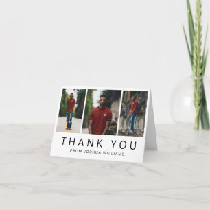 Simple Minimalist Photo Collage Modern Graduation Letterpress Thank You Card