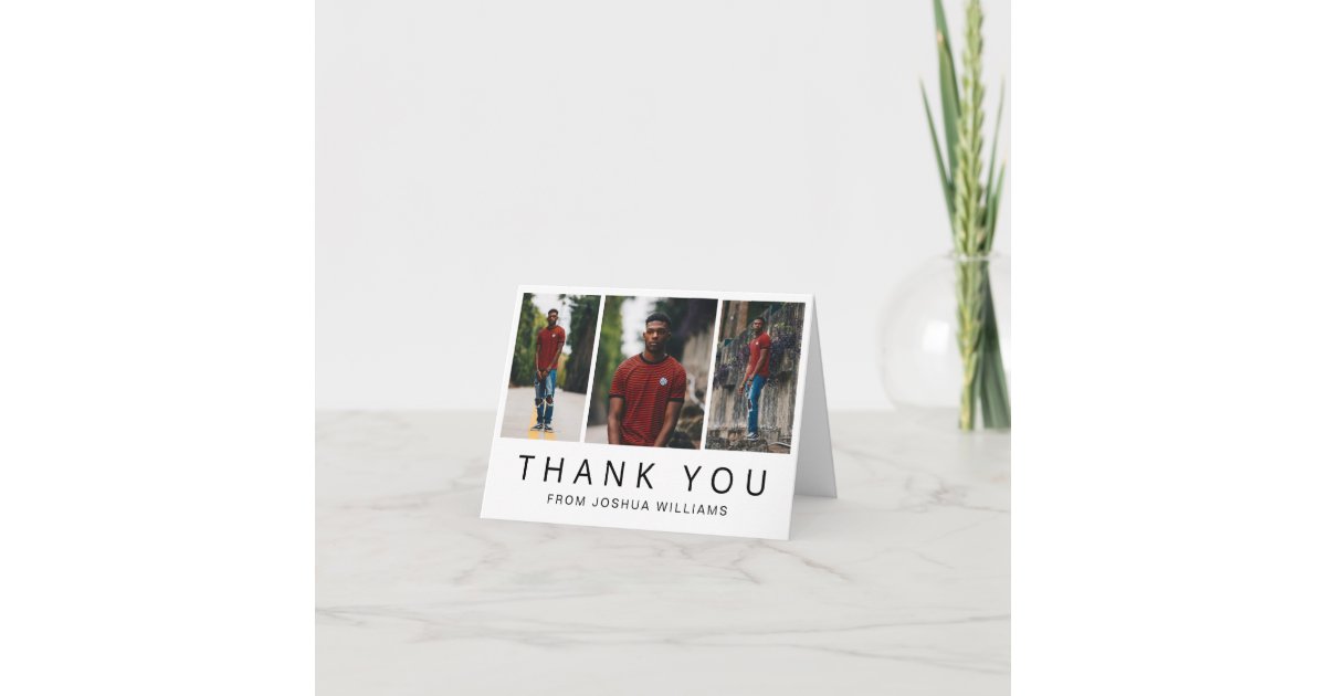 Simple Minimalist Photo Collage Modern Graduation Thank You Card | Zazzle