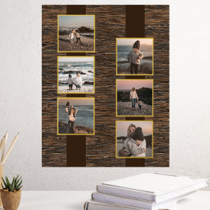 Simple Minimalist Photo Collage On Wood Grain Gold Foil Prints