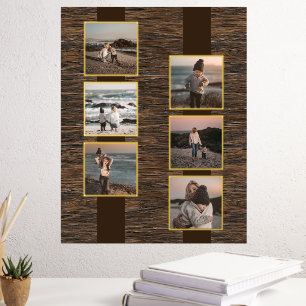 Simple Minimalist Photo Collage On Wood Grain Gold Foil Prints