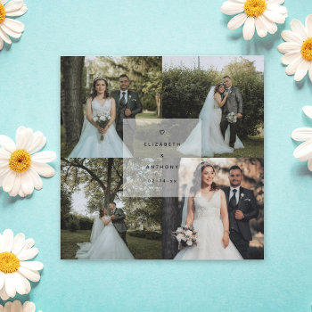 Simple Minimalist Photo Collage Wedding Thank You by littleteapotdesigns at Zazzle
