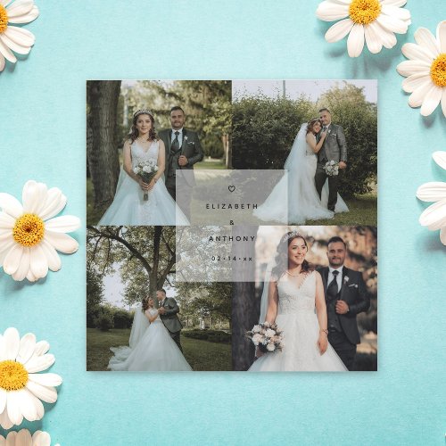 Simple Minimalist Photo Collage Wedding Thank You