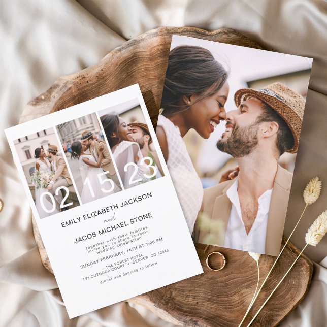 Simple Minimalist Photo Elegant White Wedding Invitation (Creator Uploaded)