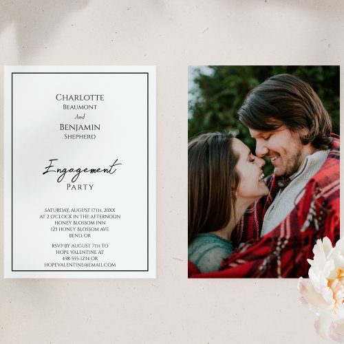 Simple Minimalist Photo Engagement Party Invitation