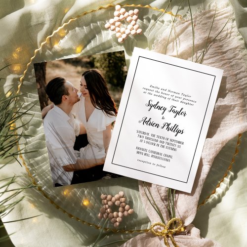 Simple Minimalist Photo Formal Frame Wedding Invitation