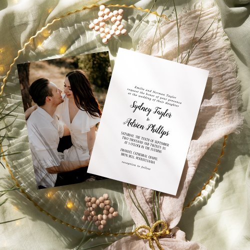 Simple Minimalist Photo Formal Wedding Invitation